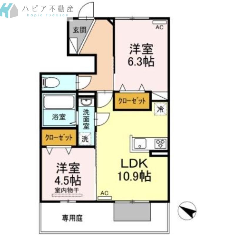 D-ROOMうみ(2LDK/1階)の間取り写真