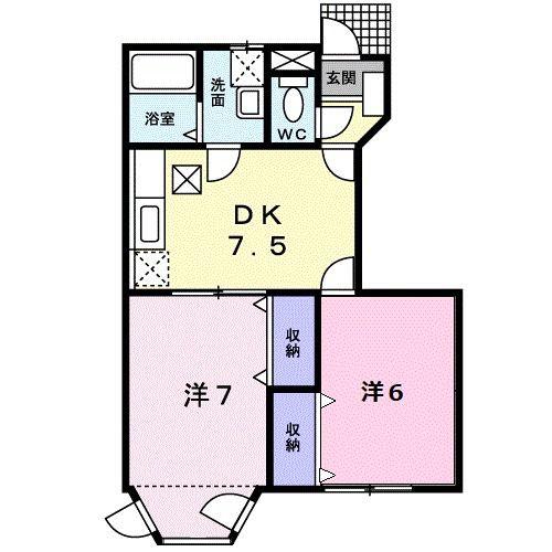 ロジュマンI番館(2DK/1階)の間取り写真