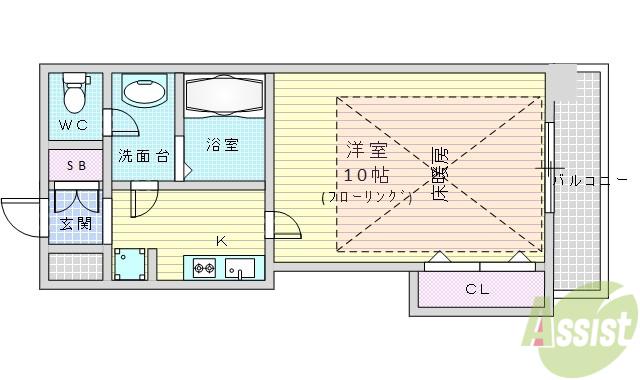 S-FORT江坂公園(1K/11階)の間取り写真