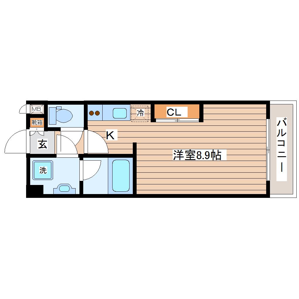 メルシャトレ宮城野(1K/2階)の間取り写真