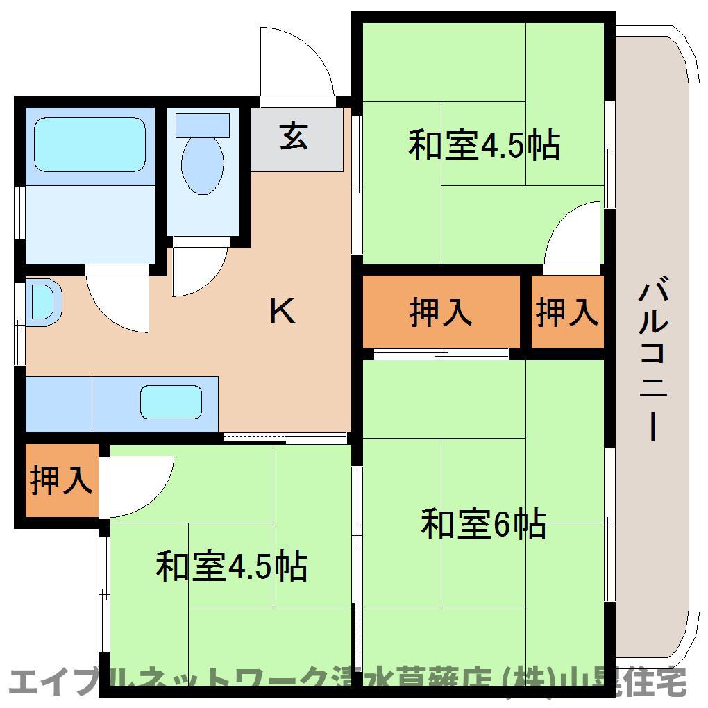 堀池マンションB(3K/1階)の間取り写真