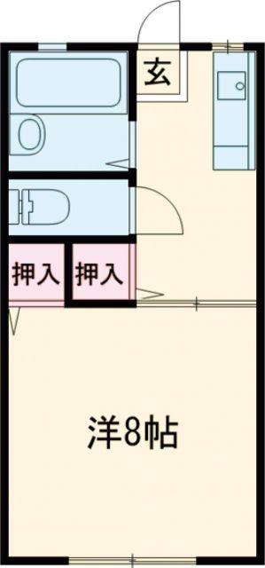 メゾンII(1K/2階)の間取り写真