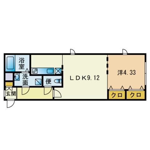 BRANCHE住吉 ウエスト(1LDK/3階)の間取り写真