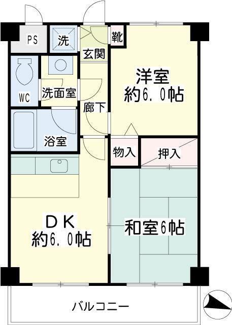 アーバンフォレスト池上(2DK/3階)の間取り写真