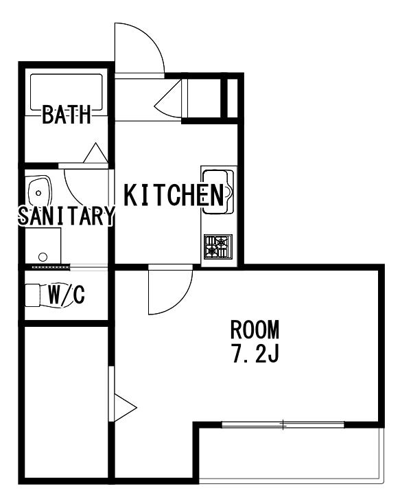 ヒルサイド見附町(1K/1階)の間取り写真