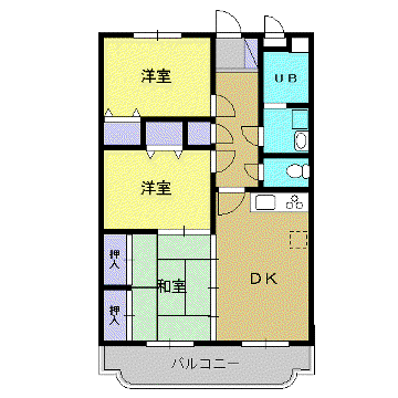 テンダーパレス(3DK/3階)の間取り写真