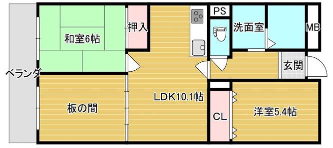 アメニティ阿倍野(3LDK/4階)の間取り写真