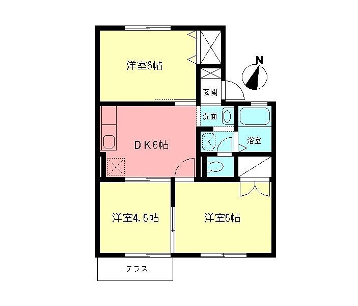 ファミール中里(3DK/1階)の間取り写真