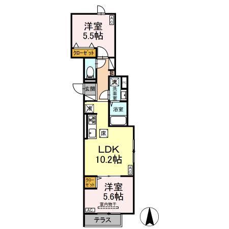 セレスティア荒川II(2LDK/1階)の間取り写真