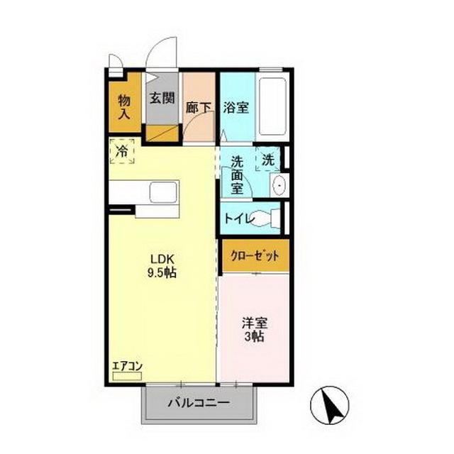 プレアデス見川E(1LDK/2階)の間取り写真