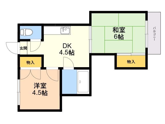 レジデンス津那(2DK/2階)の間取り写真