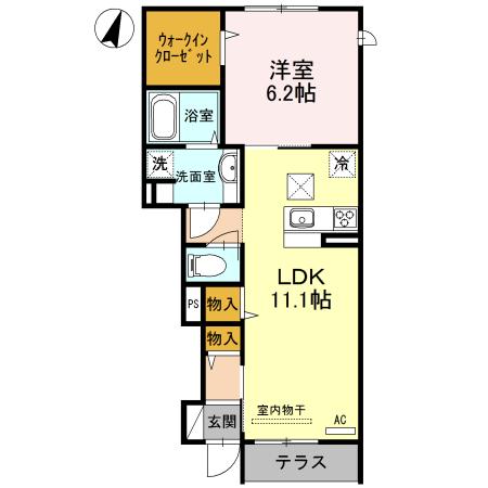 グランソレイユ(1LDK/1階)の間取り写真