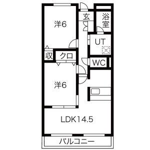 エクセル・ユー(2LDK/1階)の間取り写真