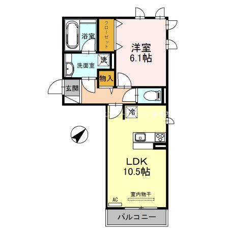 LECIELI(1LDK/2階)の間取り写真