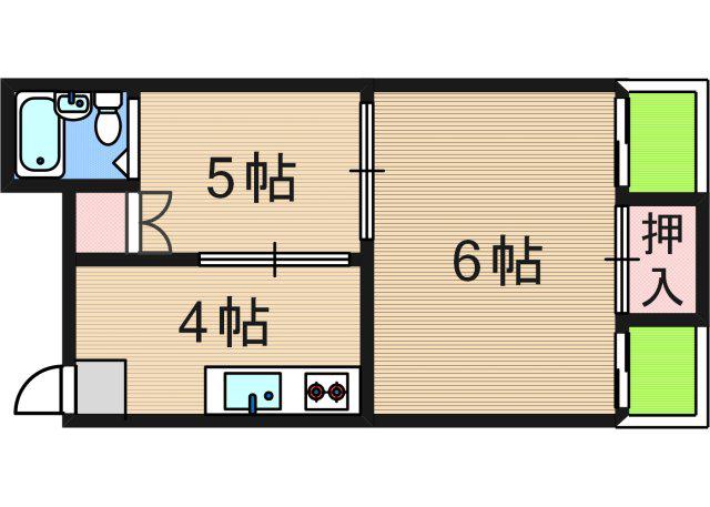 第一東洋ハイツ(2DK/5階)の間取り写真