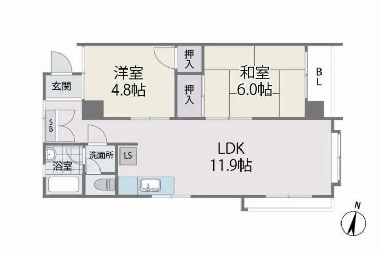 リバース平和(2LDK/3階)の間取り写真