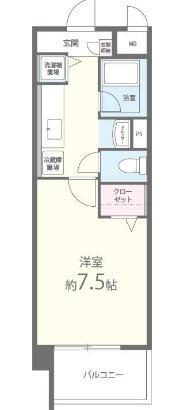 ヴィレイア101(1K/4階)の間取り写真