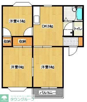 HIGH HOMES A棟(3DK/2階)の間取り写真