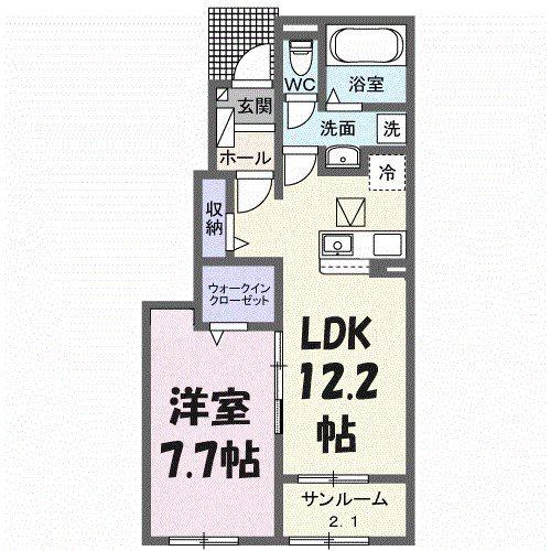 アルカディアⅣ(1LDK/1階)の間取り写真