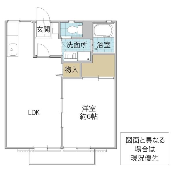旭台アーバンハイツD棟(1LDK/1階)の間取り写真