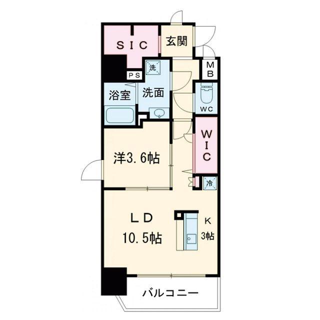 ファーストフィオーレ新町ファジスタ(1LDK/9階)の間取り写真