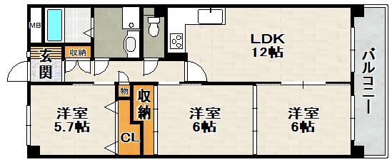 プレミールソシア(3LDK/4階)の間取り写真