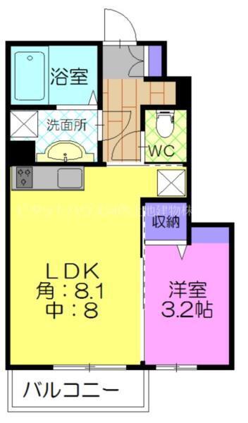 イースト・ヒル(1LDK/1階)の間取り写真