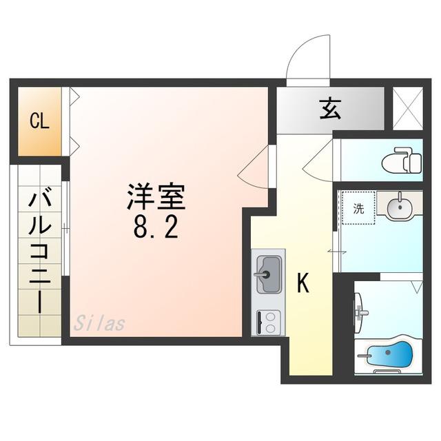 フジパレス南田辺(1K/1階)の間取り写真