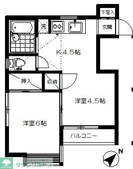 KフラットII(2K/2階)の間取り写真