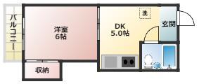 コーポあおき2(1DK/4階)の間取り写真