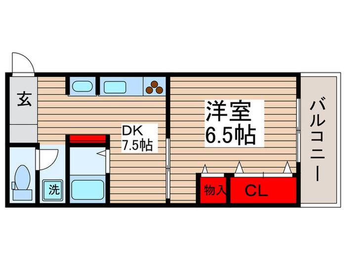 行平ビル(1DK/2階)の間取り写真