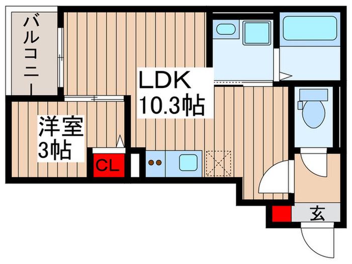 JACK HIGASHIOMIYAI(1LDK/1階)の間取り写真