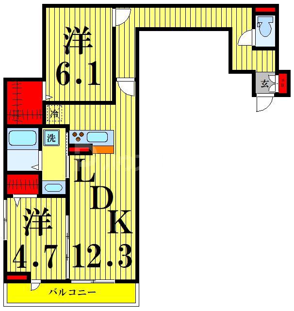 アヴァンス千住緑町(2LDK/3階)の間取り写真