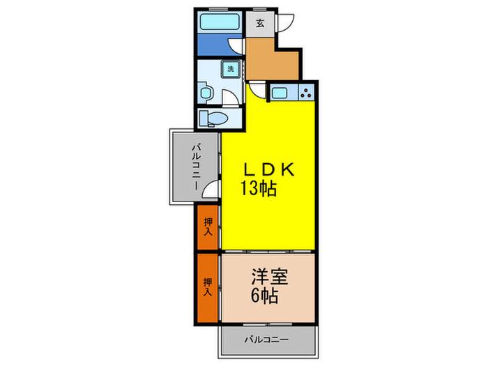 コリーン・ベルデ(1LDK/7階)の間取り写真