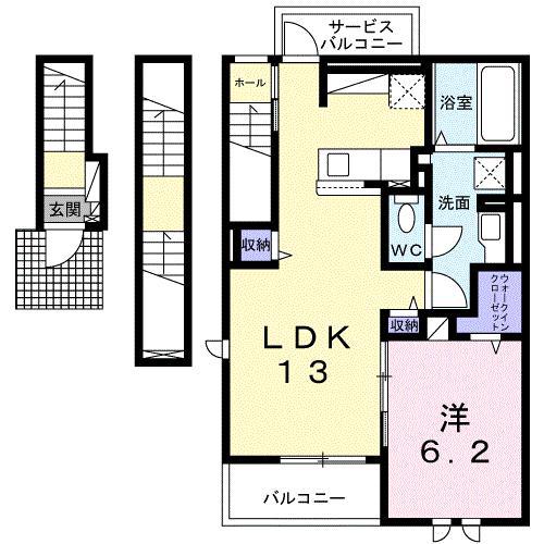 グラシア(1LDK/3階)の間取り写真