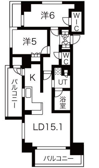 ローレルアイ久屋大通(2LDK/4階)の間取り写真
