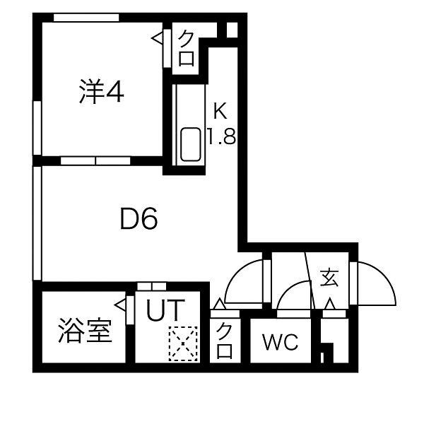 カハラ月寒中央(1LDK/3階)の間取り写真