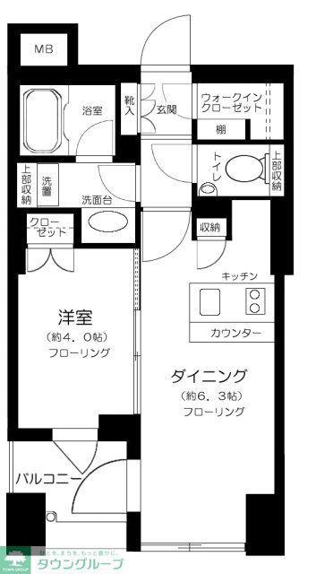 クオリア神南フラッツ(1DK/8階)の間取り写真
