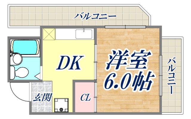 ドミトリー石屋川(1DK/4階)の間取り写真