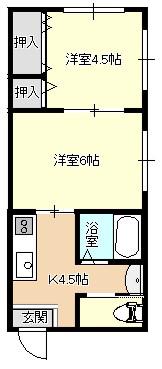 銚子ハイツ(2K/1階)の間取り写真