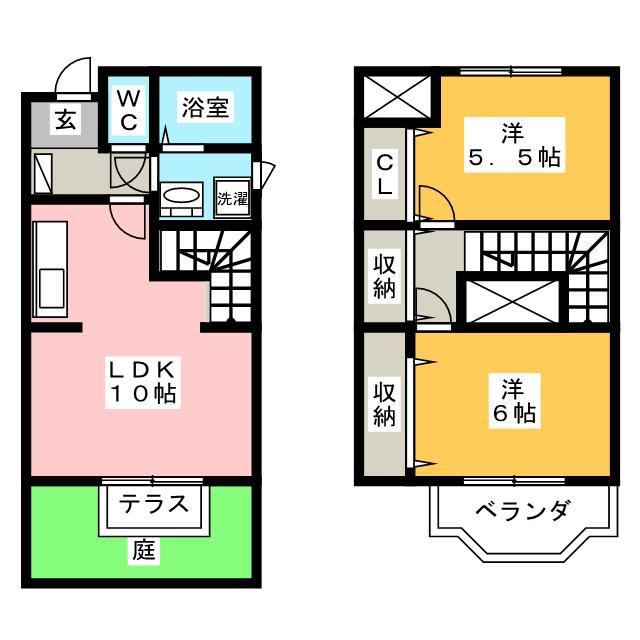 ラフォーレ21 B(2LDK/1階)の間取り写真