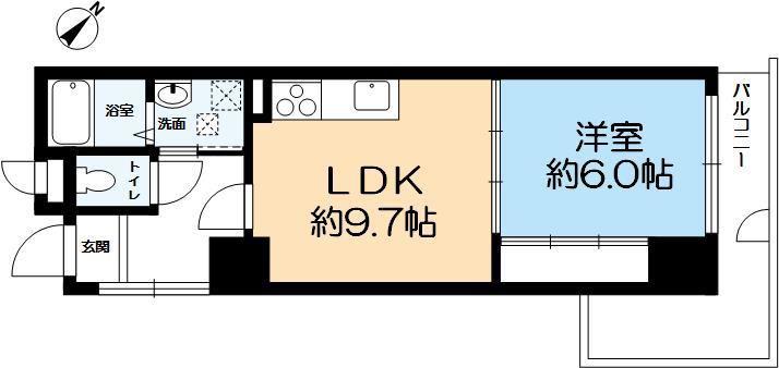 ヴィヴラサンク(1LDK/5階)の間取り写真