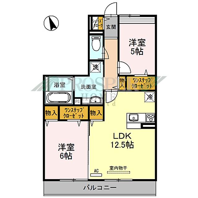 グランディール緑橋(2LDK/2階)の間取り写真