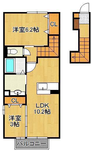 ポサーダ明石(2LDK/2階)の間取り写真