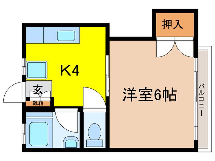 泉友ハイツ(1K/2階)の間取り写真