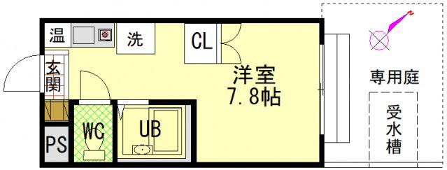 新第1田中興産ビル(ワンルーム/1階)の間取り写真