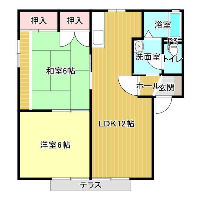 杜のテラスA(2LDK/2階)の間取り写真