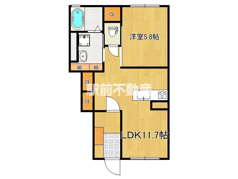 チェーロセレーノ(1LDK/1階)の間取り写真