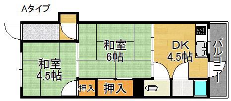 西川コーポ(2DK/1階)の間取り写真