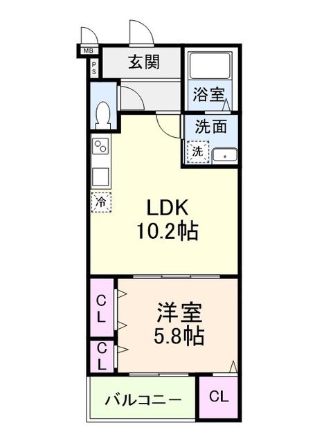 プライムメゾン・ルナ(1LDK/1階)の間取り写真